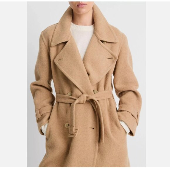 Vince Lofty Italian Wool-Blend Belted Long Coat - Picture 3 of 15